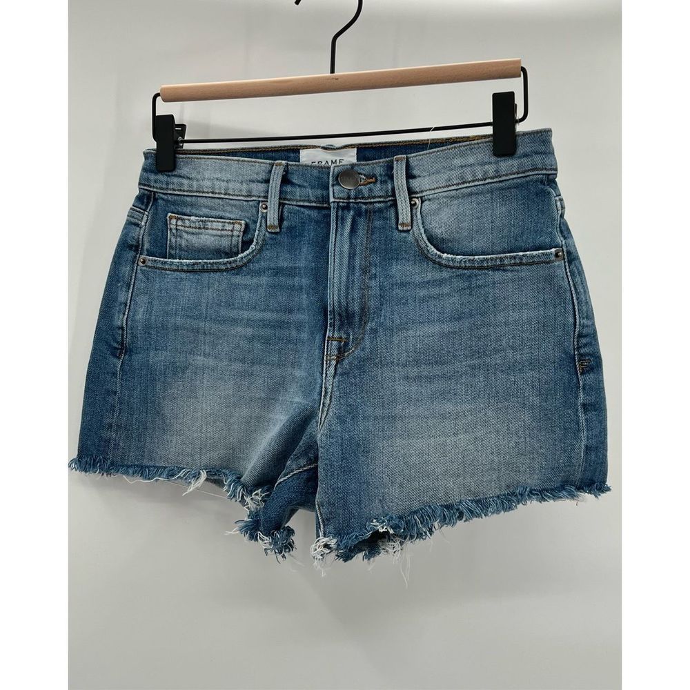 Frame Frayed Hem Denim Shorts